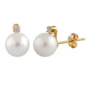 Splendid Pearls 14K Yellow Gold Diamond Earrings RB-66WY
