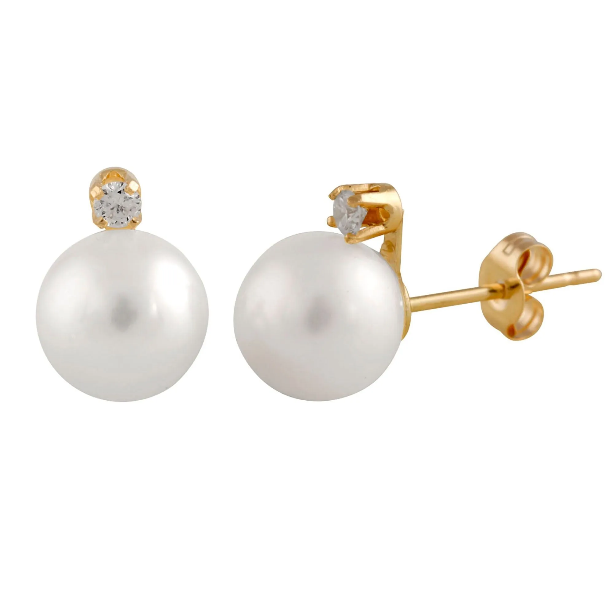 Splendid Pearls 14K Yellow Gold Diamond Earrings RB-66WY
