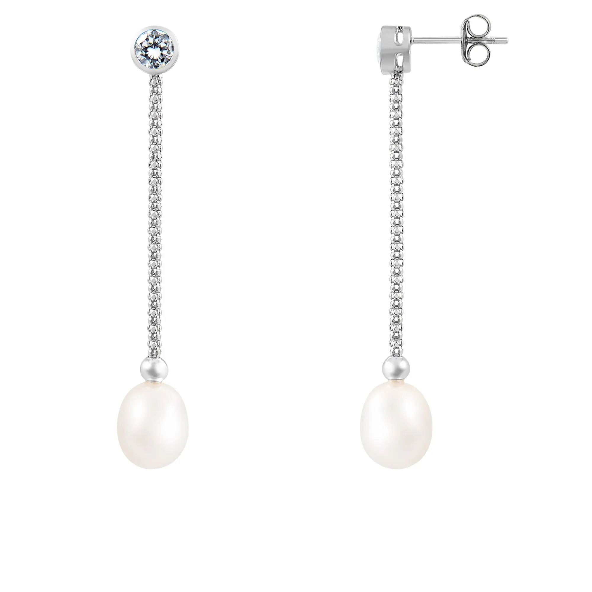 Splendid Pearls Sterling Silver Pearl Earrings ESR-65W