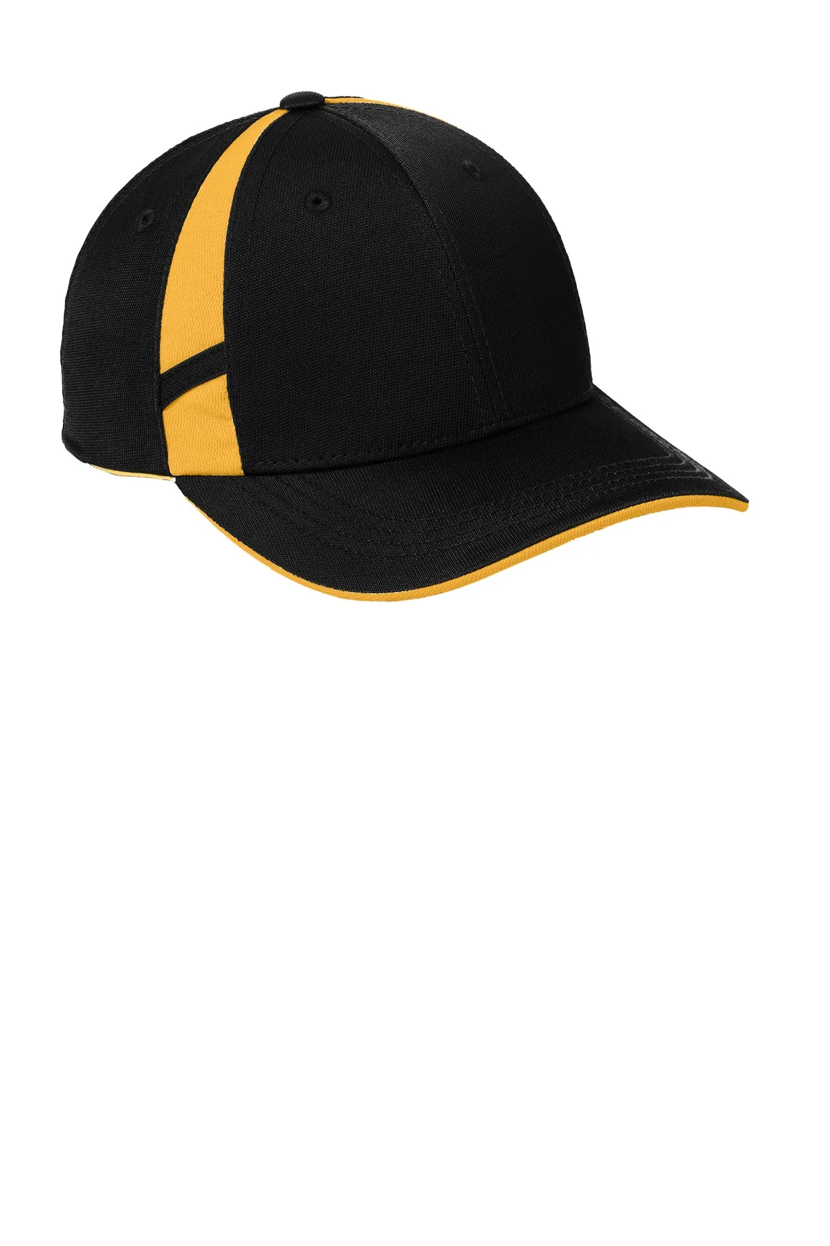 Sport-Tek Dry Zone Customized Mesh Inset Caps, Black/Gold