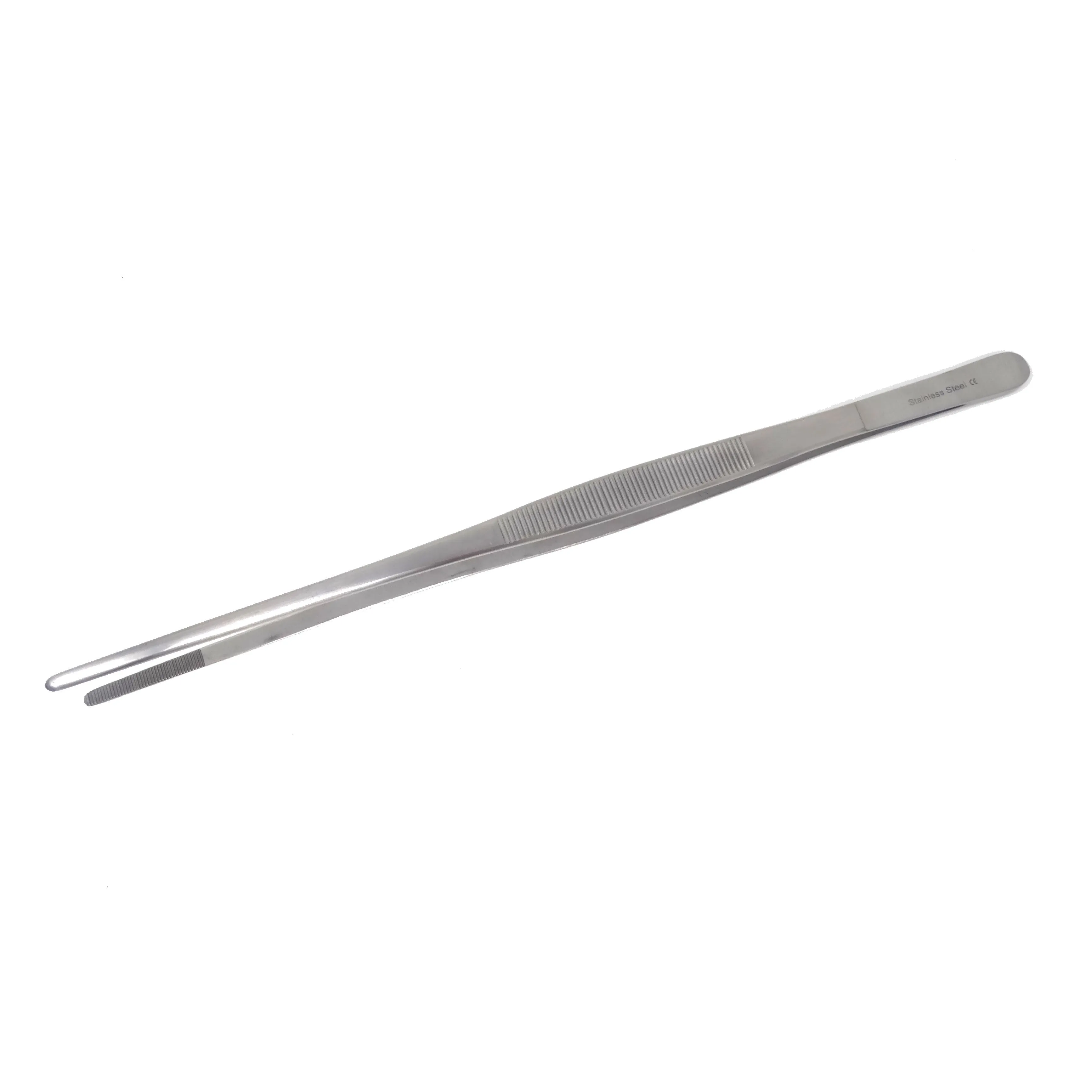 Stainless Steel Kitchen Tweezers Straight Serrated Tips 12" Large Food Tongs for Commercial & Home Kitchen Use