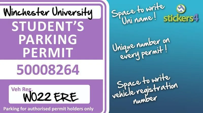 Student's Parking Permit Window Sticker