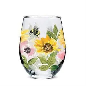 Sunflowers & Bees Stemless Wine Glass