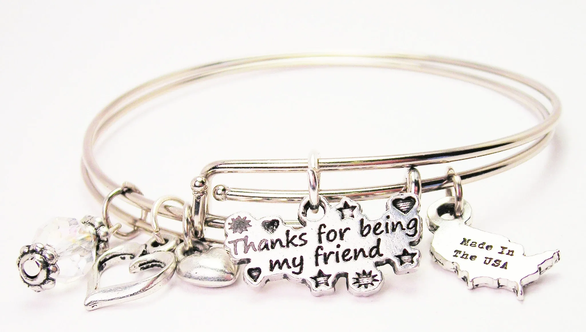 Thanks For Being My Friend Expandable Bangle Bracelet Set