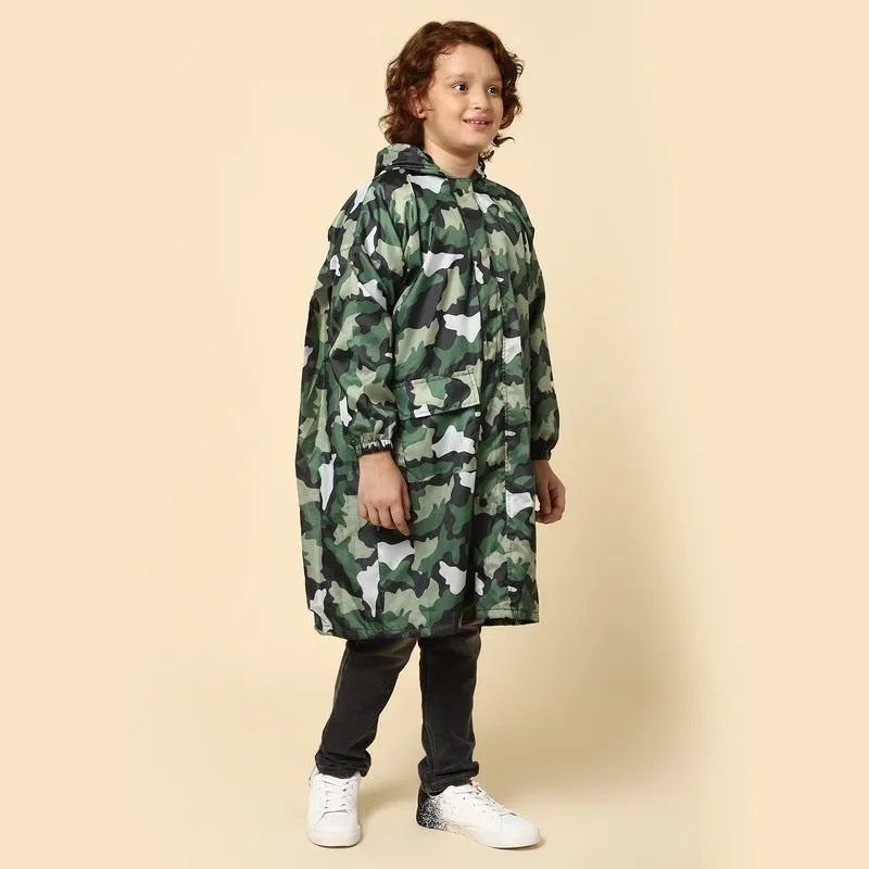 THE CLOWNFISH Felix Series Kids Waterproof PVC Longcoat with Adjustable Hood & Extra Space for Backpack/Schoolbag Holding. Plastic Pouch. Kid Age-9-10 years (Size-36-Lavender)