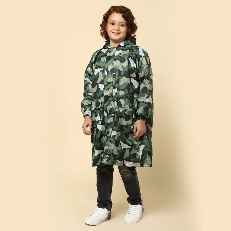 THE CLOWNFISH Felix Series Kids Waterproof PVC Longcoat with Adjustable Hood & Extra Space for Backpack/Schoolbag Holding. Plastic Pouch. Kid Age-9-10 years (Size-36-Lavender)