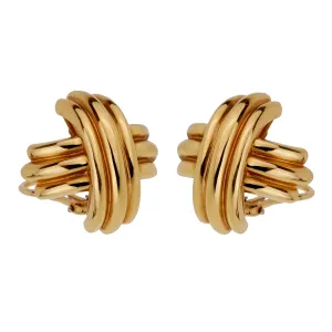Tiffany & Co Crisscross Large 18k Yellow Gold Earrings