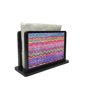 Tissue Holder Paper Napkin Stand - Blue Waves Lines