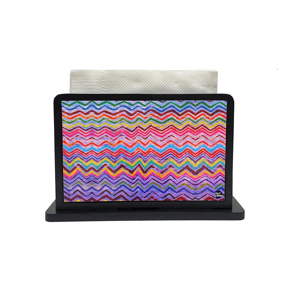 Tissue Holder Paper Napkin Stand - Blue Waves Lines