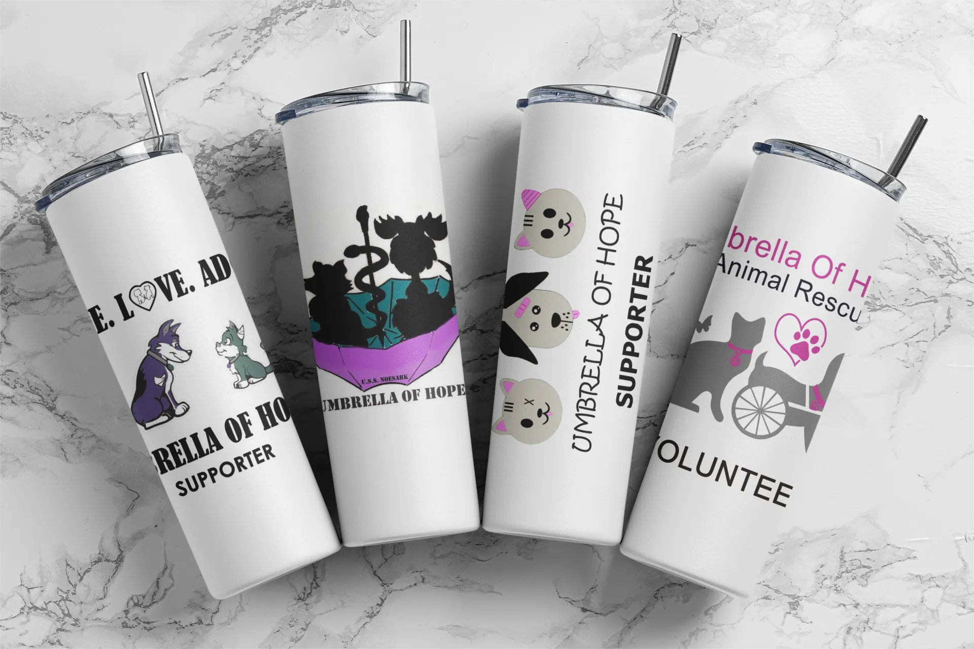 Umbrella of Hope 20 oz Skinny Tumbler and Straw
