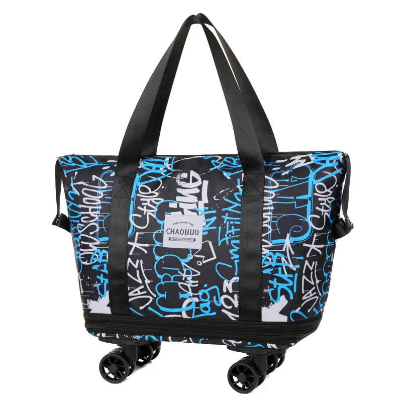 Universal Wheel Expandable Luggage Bag Large Capacity Dry Wet Separation Storage Tote Bag For Women