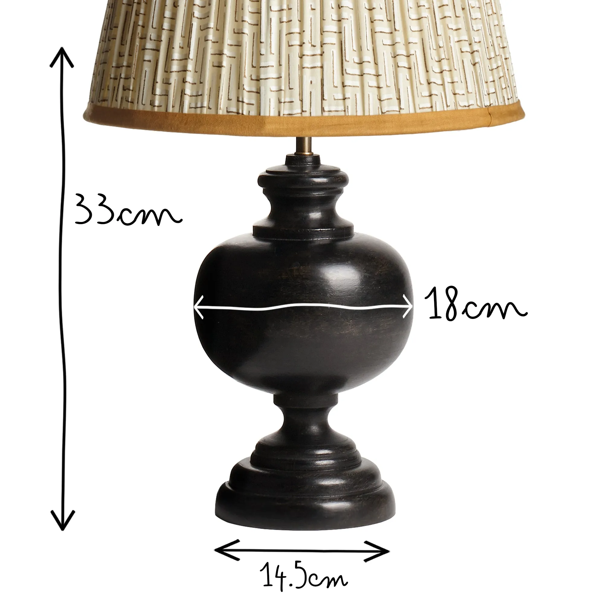 Venus table lamp in wood with a silvery black finish