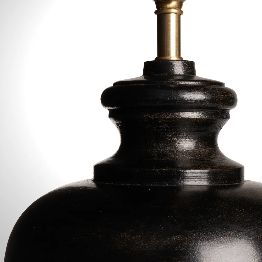Venus table lamp in wood with a silvery black finish