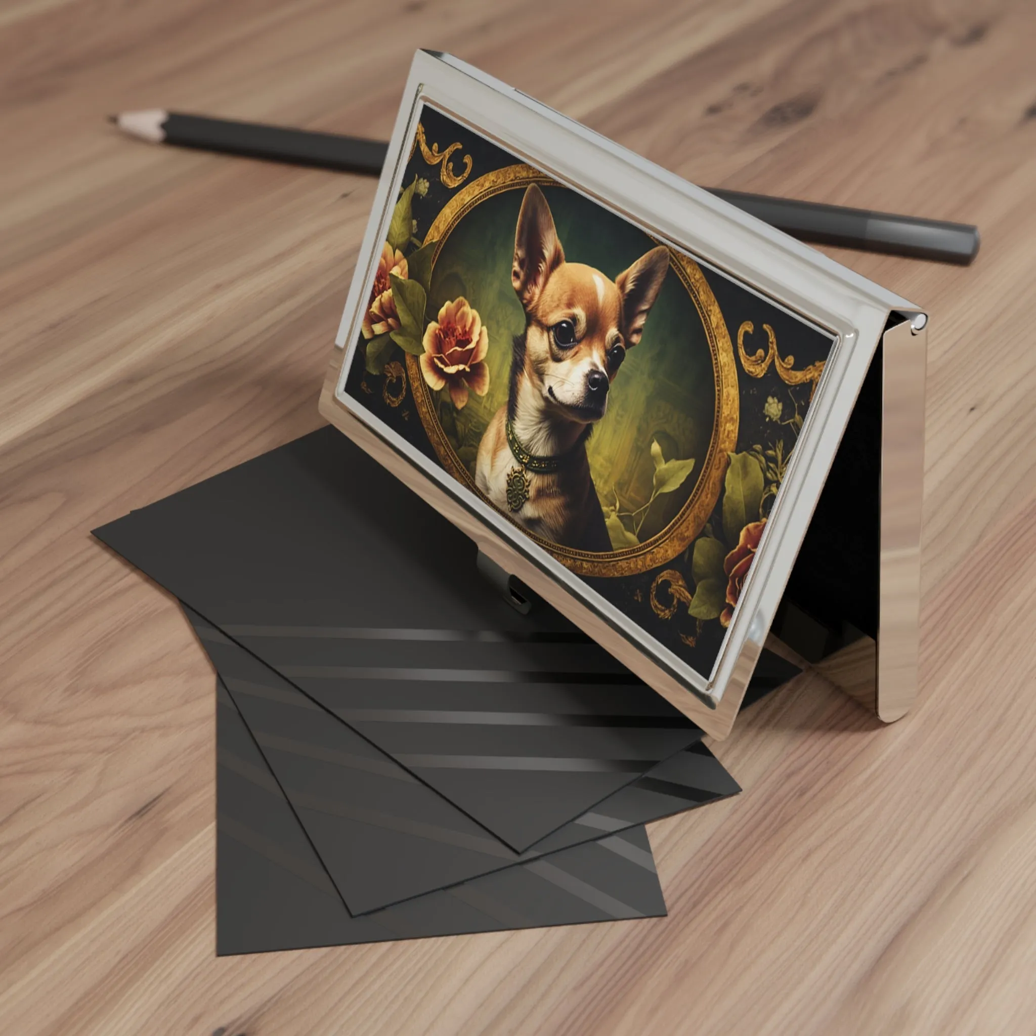 Vintage Victorian Chihuahua Business Card Holder