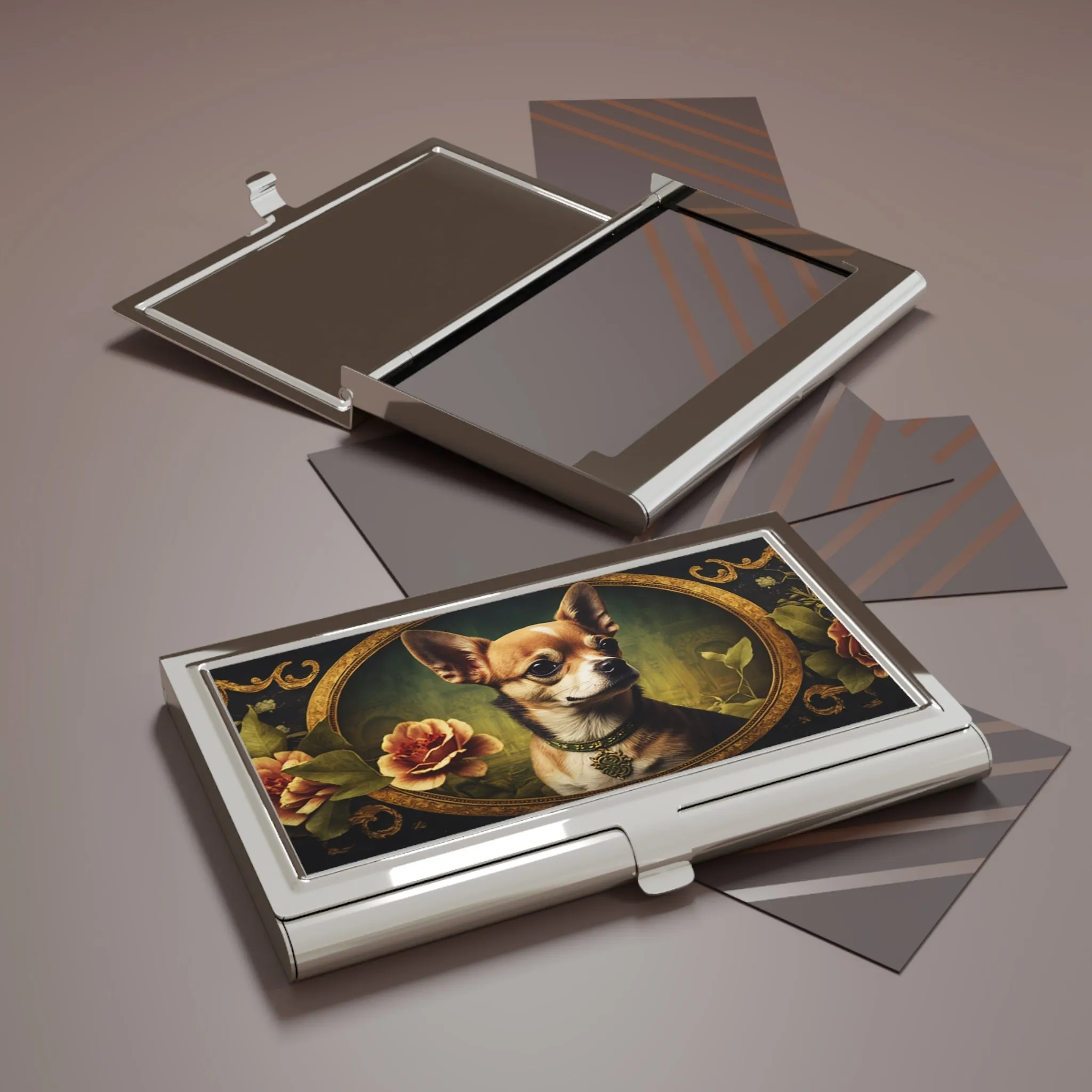 Vintage Victorian Chihuahua Business Card Holder