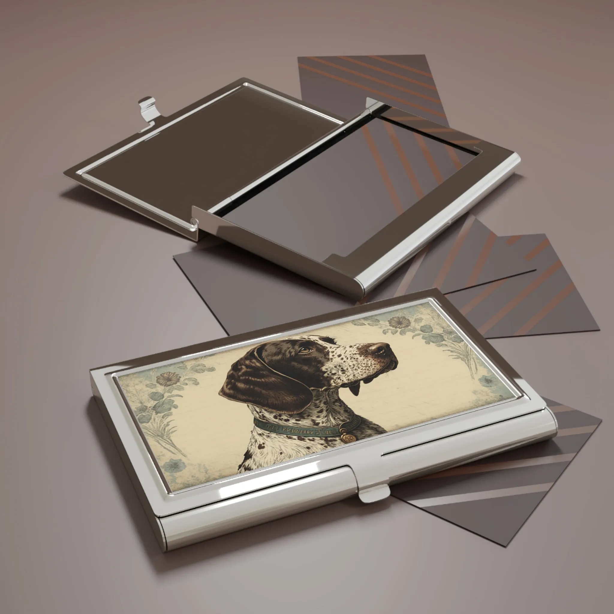 Vintage Victorian German Shorthaired Pointer Business Card Holder