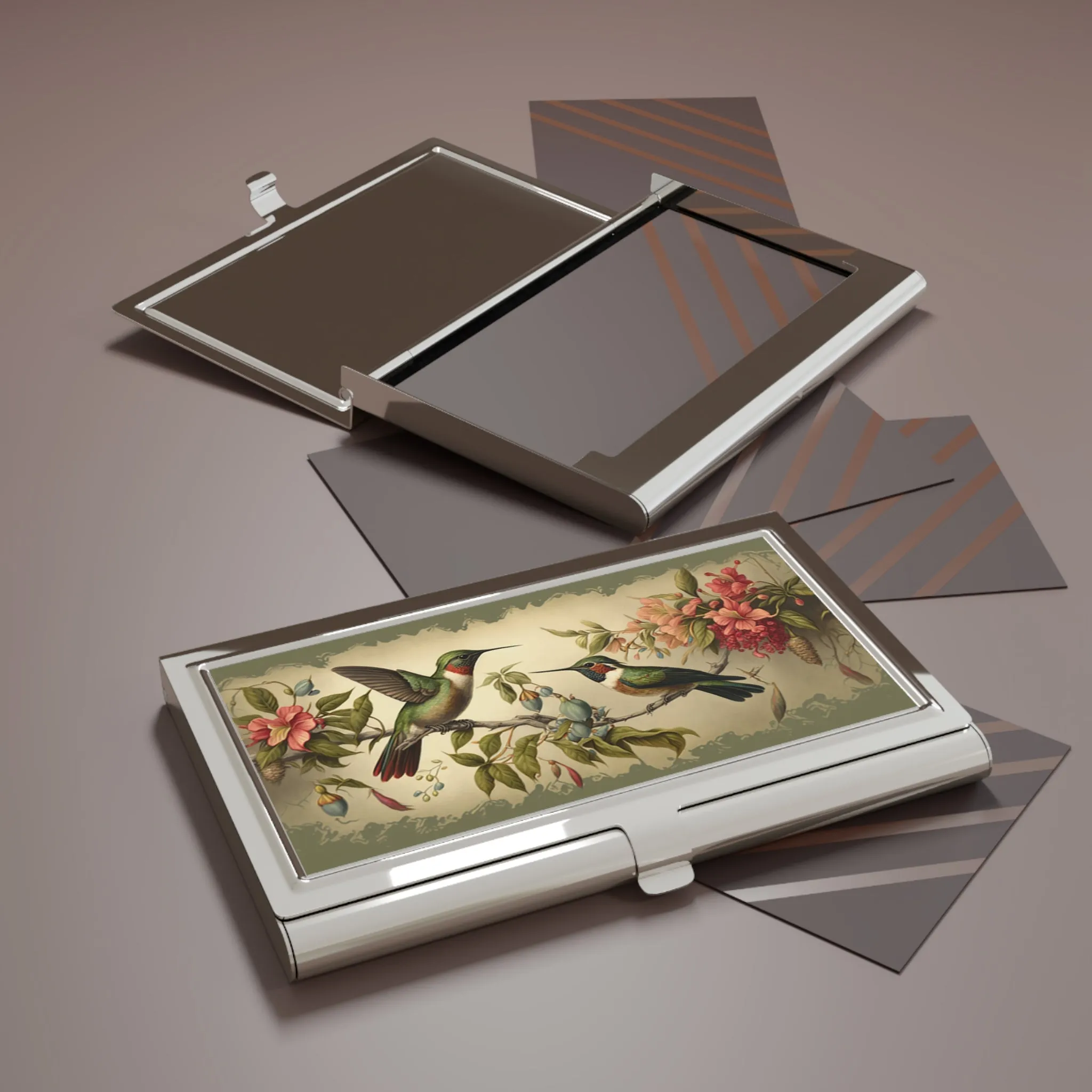 Vintage Victorian Hummingbirds Art Print Business Card Holder
