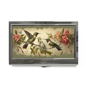 Vintage Victorian Hummingbirds Art Print Business Card Holder