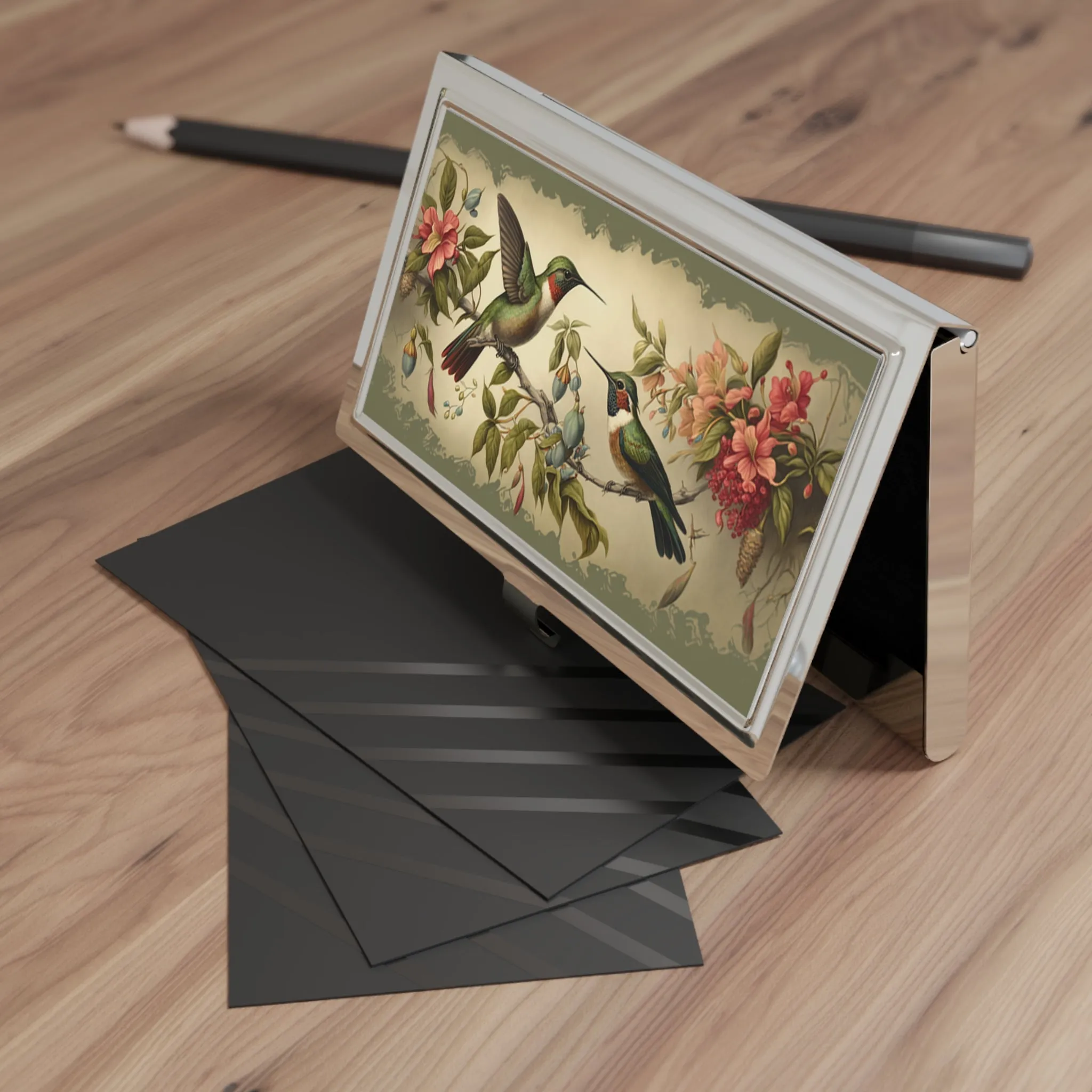 Vintage Victorian Hummingbirds Art Print Business Card Holder