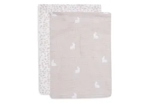 Washcloth Muslin Dotted  Rabbit - Nougat - GOTS - 2 Pack
