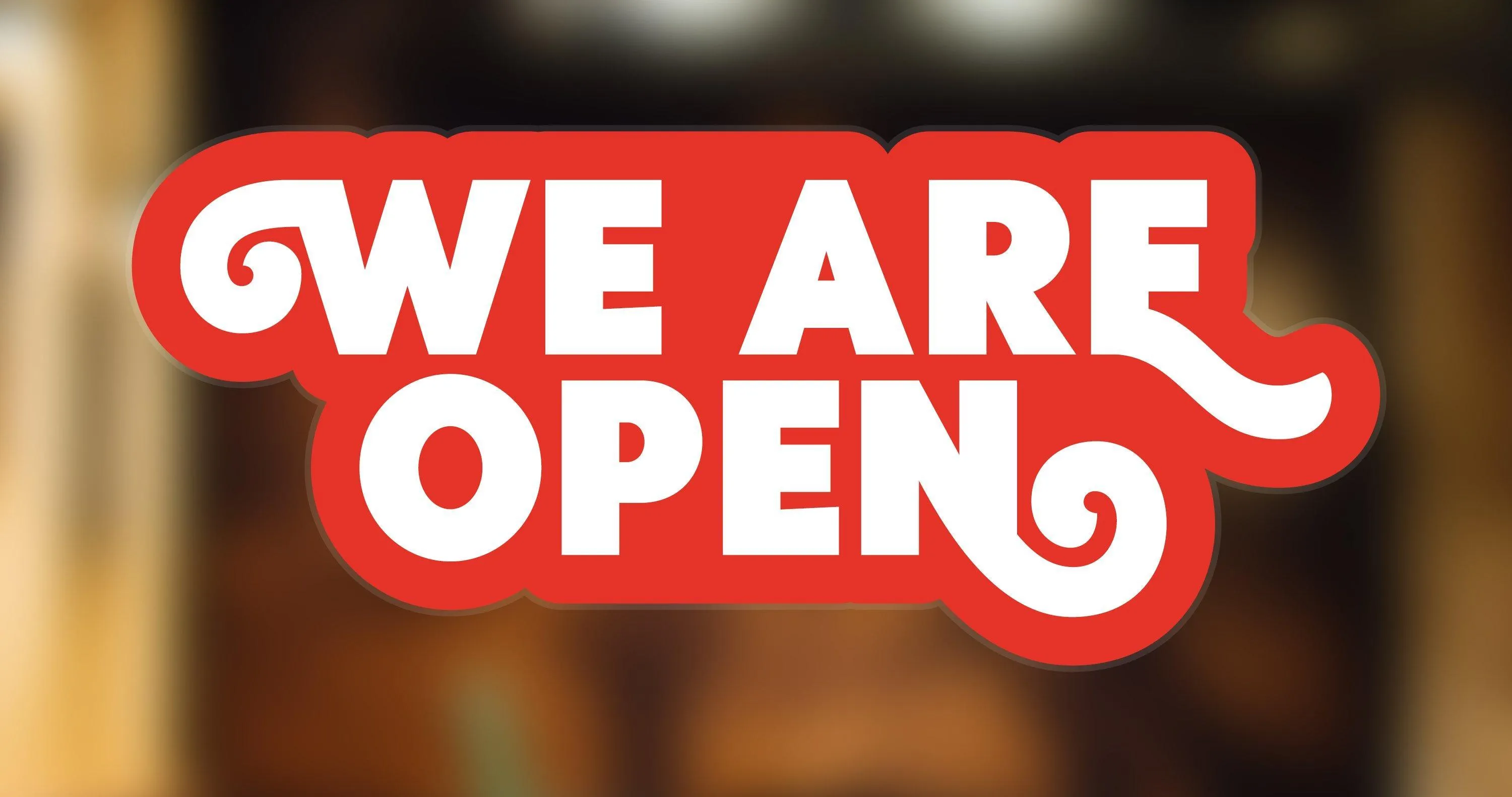 We Are Open - Red/White Single-sided Window Cling Sticker