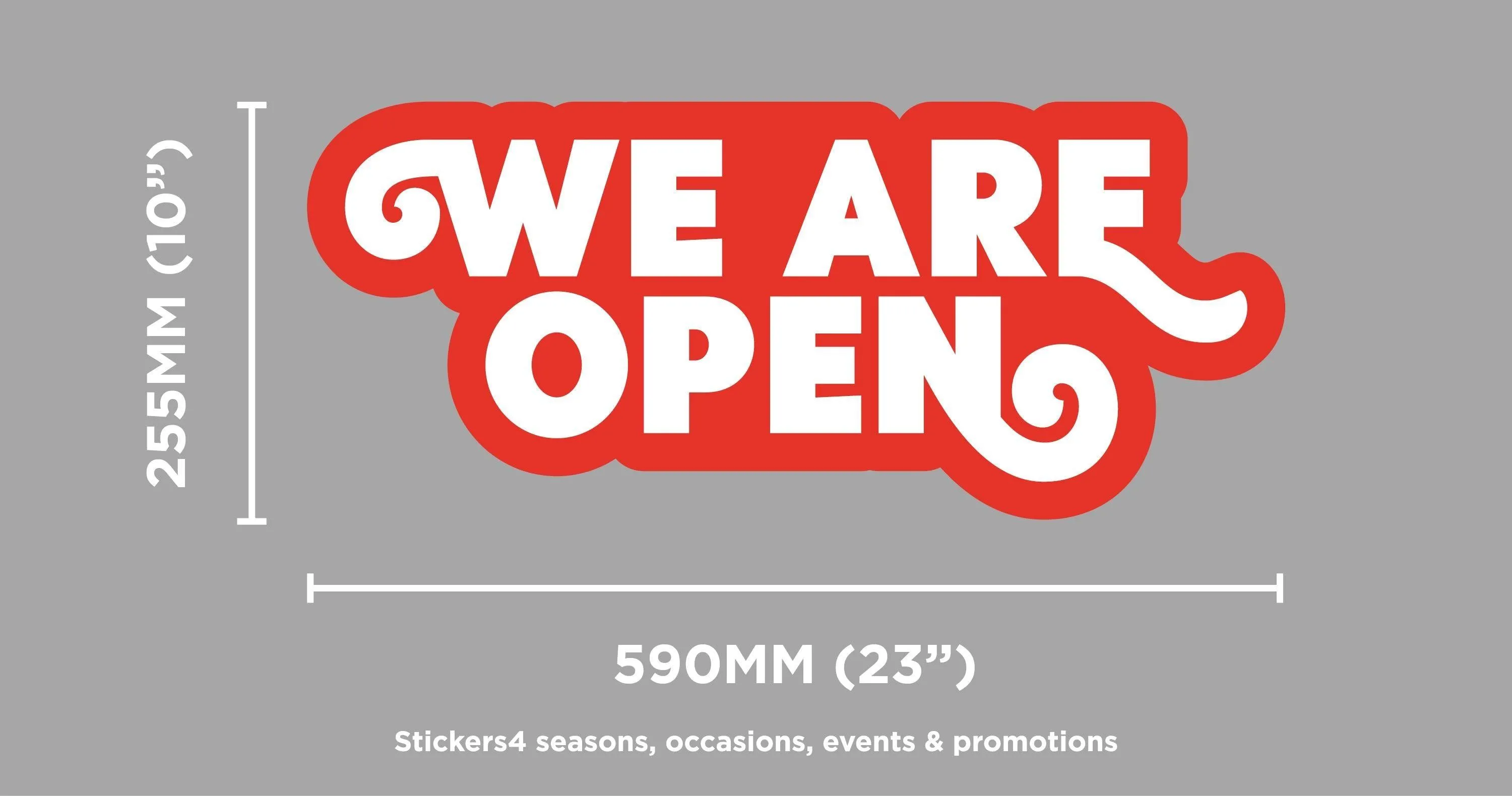 We Are Open - Red/White Single-sided Window Cling Sticker