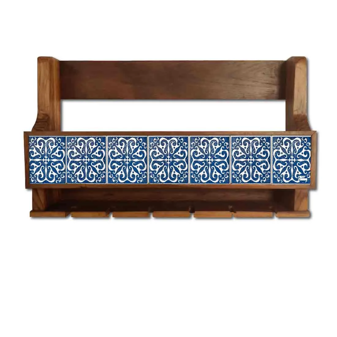Wine Glass Rack Wall Mounted Wooden Cabinet for 5 Bottles 6 Glasses