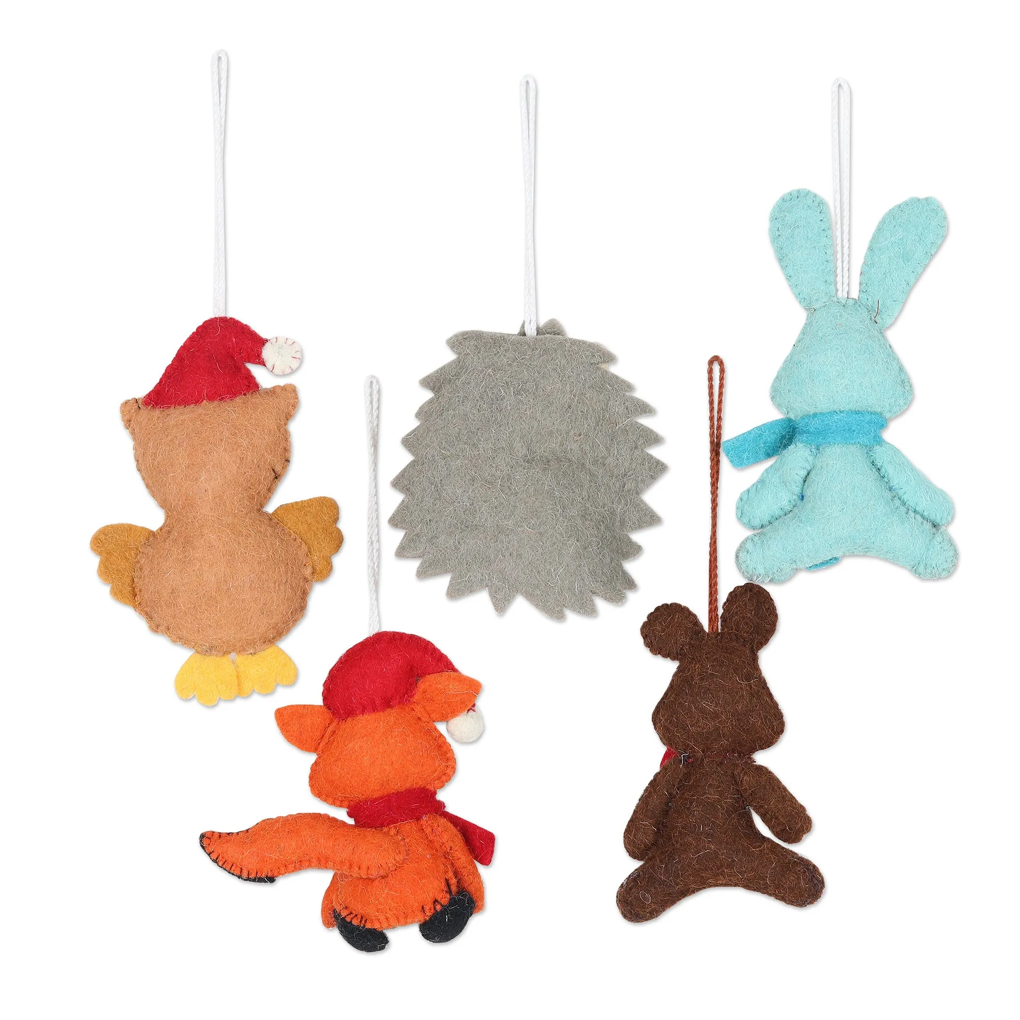 Woodland Animal Ornaments - Set of 5 - Animal Cheer