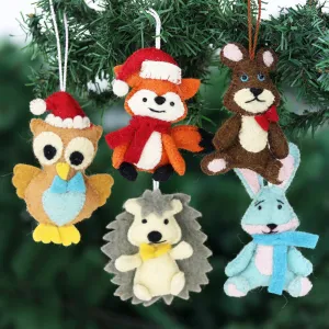 Woodland Animal Ornaments - Set of 5 - Animal Cheer